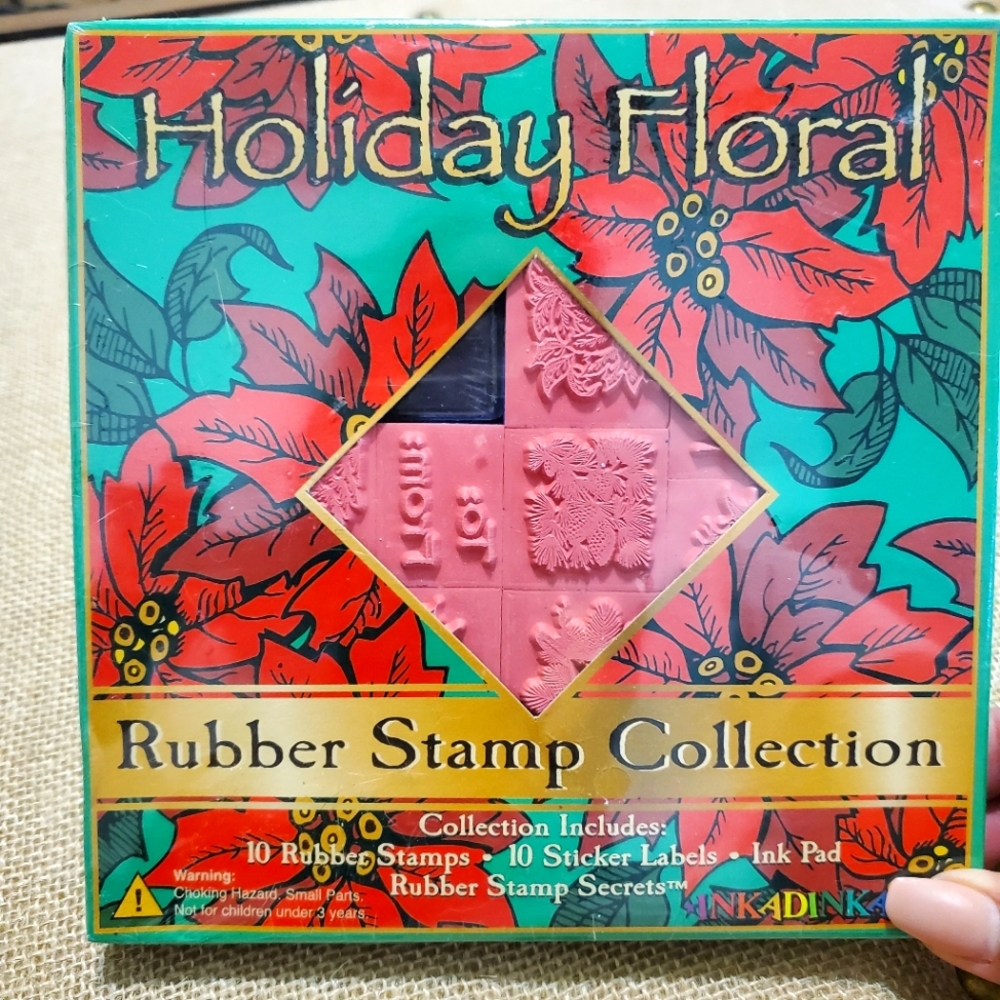 Vintage Inkadinkado Holiday Floral Rubber Stamp Collection Sealed - 10 Stamps